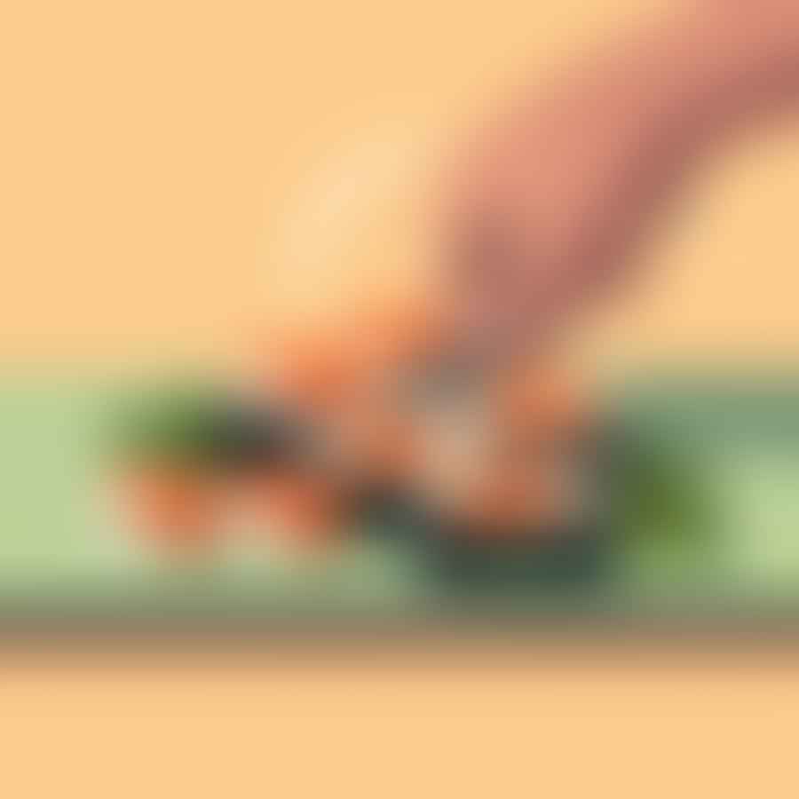 Sushi roll being cut into pieces